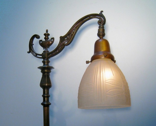 Antique bridge arm floor lamps