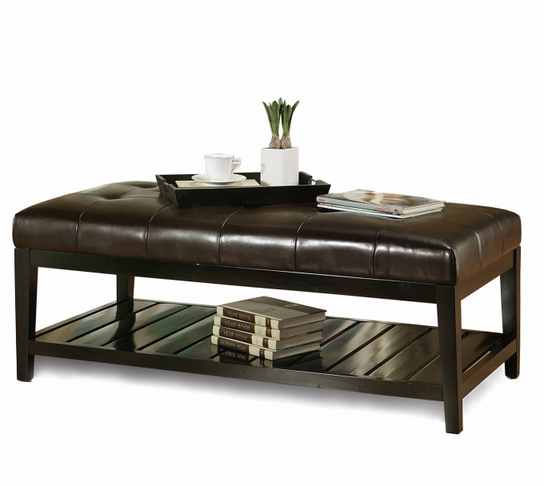 Faux leather ottoman table