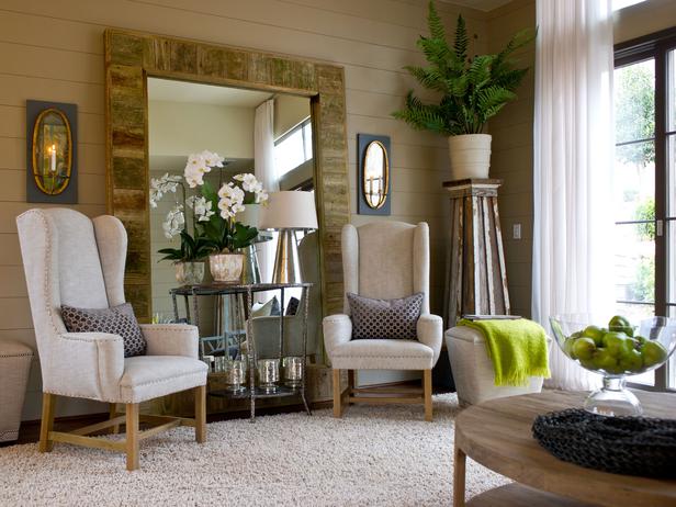 Framed mirror living room