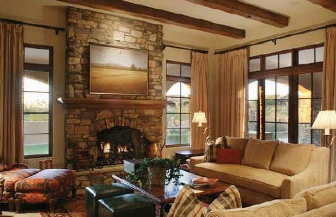 Design living room with fireplace