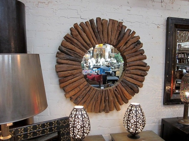 Round wood framed mirrors