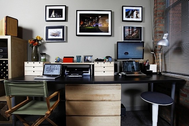 Home office computer desk black and gray