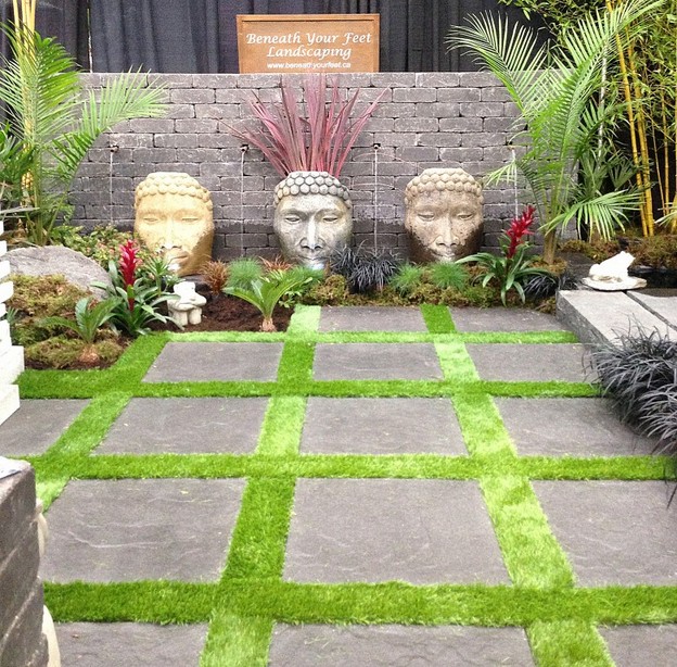 Patio pavers with grass in between