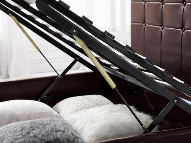 Berlin faux leather ottoman bed in brown