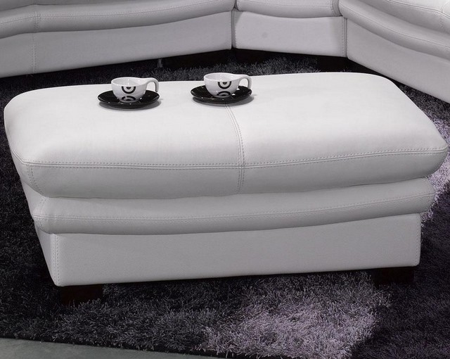 Leather ottoman white