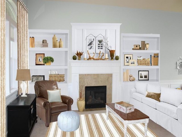 Design living room with corner fireplace