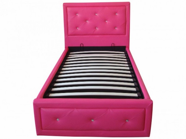 Pink faux leather ottoman