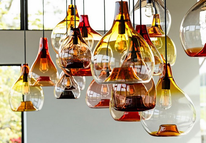 Art glass pendant lighting fixtures