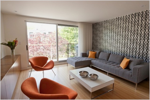 Accent wall ideas for living room with wallpaper