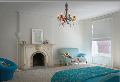 Chandelier in bedroom