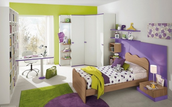Bedroom ideas purple and green