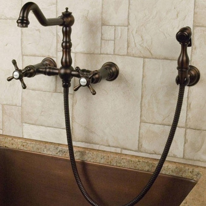 Wall mount kitchen faucet with hand spray