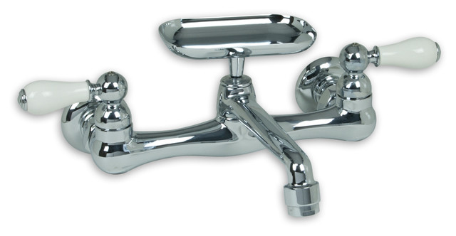 Wall mount kitchen faucet with soap dish