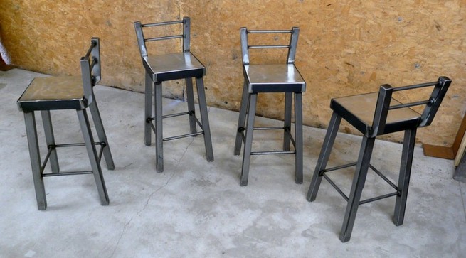 Industrial bar stool with back