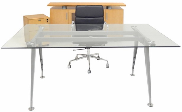 Glass office credenza