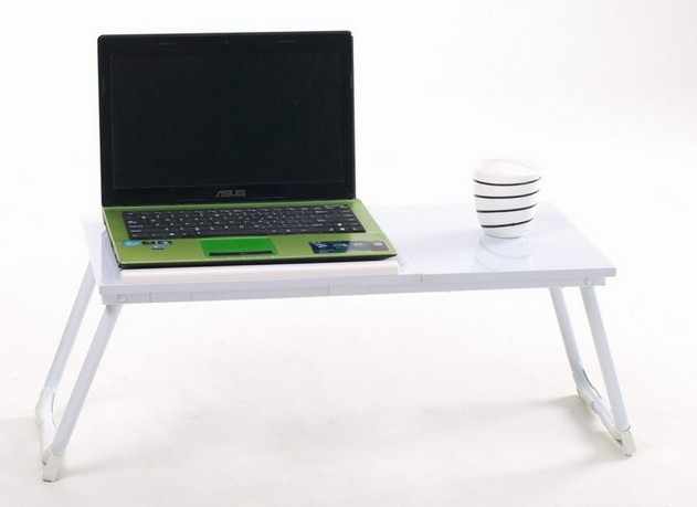 Rolling bedside laptop table white