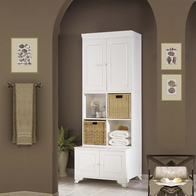 Bathroom storage cabinets in white