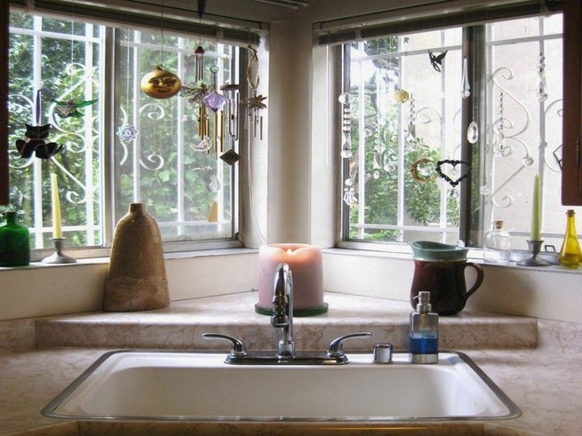 Corner kitchen sink white