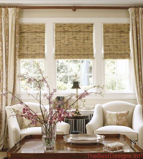 Window Treatment Ideas Layering Drapes Woven Wood Blinds