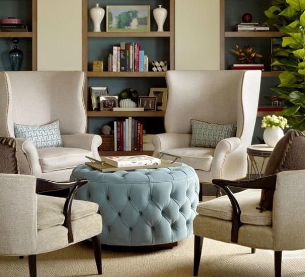 Round storage ottoman table