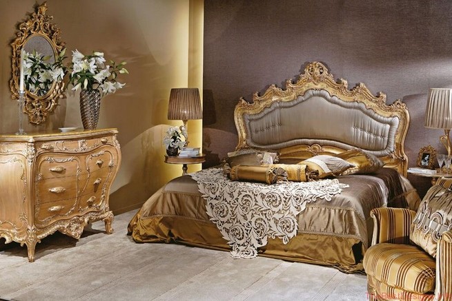 Bedroom Design In Classic Style Noble Gold And Dark Coffee