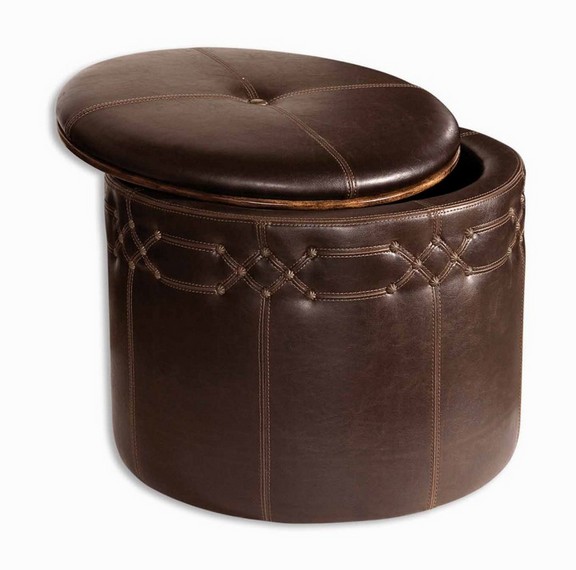 Tall round storage ottoman
