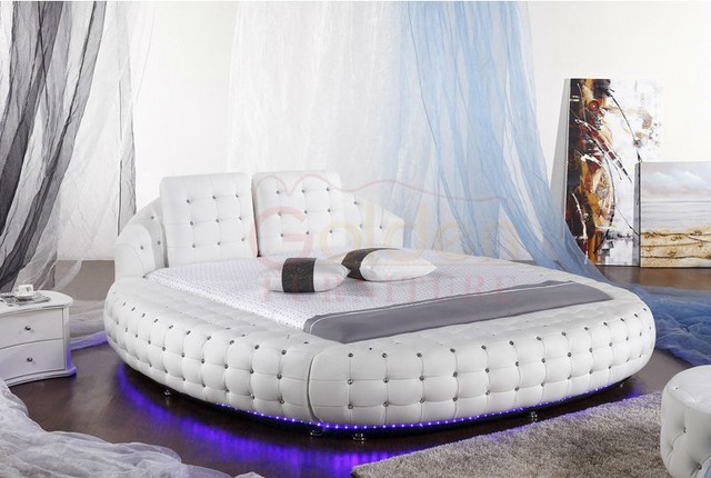White round queen bed
