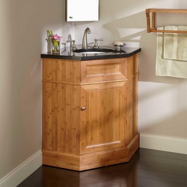 Space saving corner bathroom sink