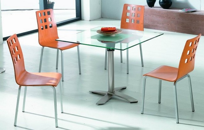 Folding glass dining table