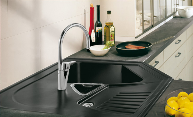Corner kitchen double sink