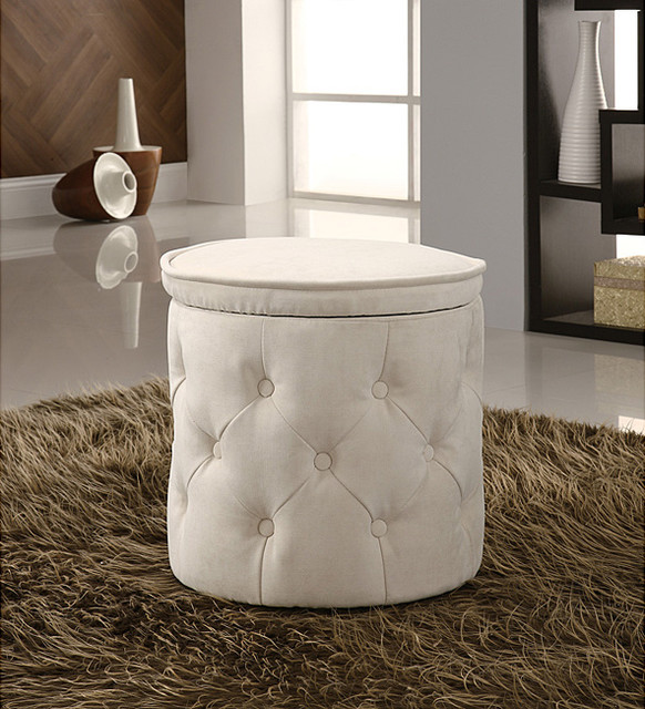 Fabric pouf round ottoman