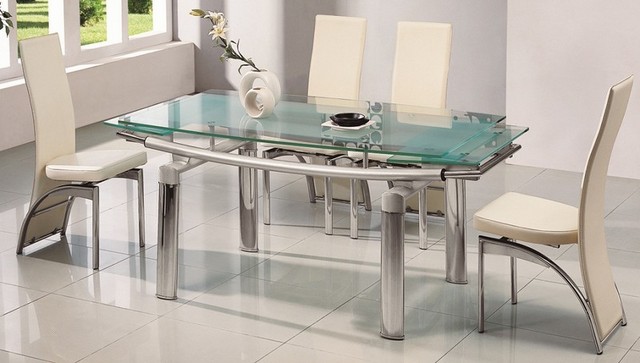 A great replacement for a traditional wooden table: glass top dining table