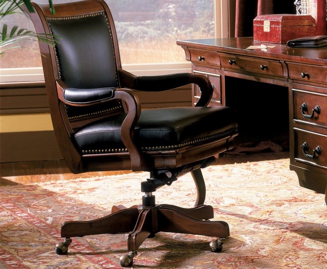 Brown leather office guest chairs