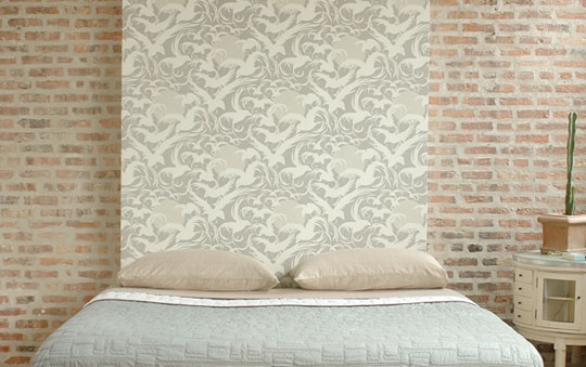 Brick wallpaper in bedroom