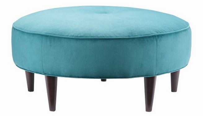 Blue round storage ottoman