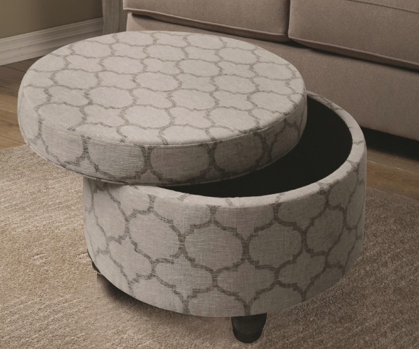 Round storage ottoman gray