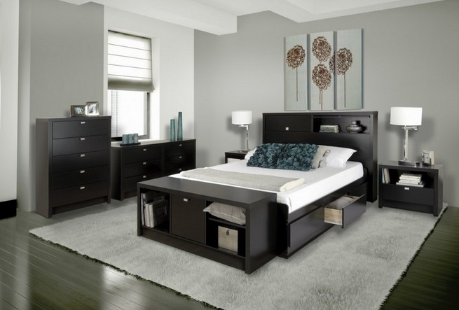 Platform bed under bed storage
