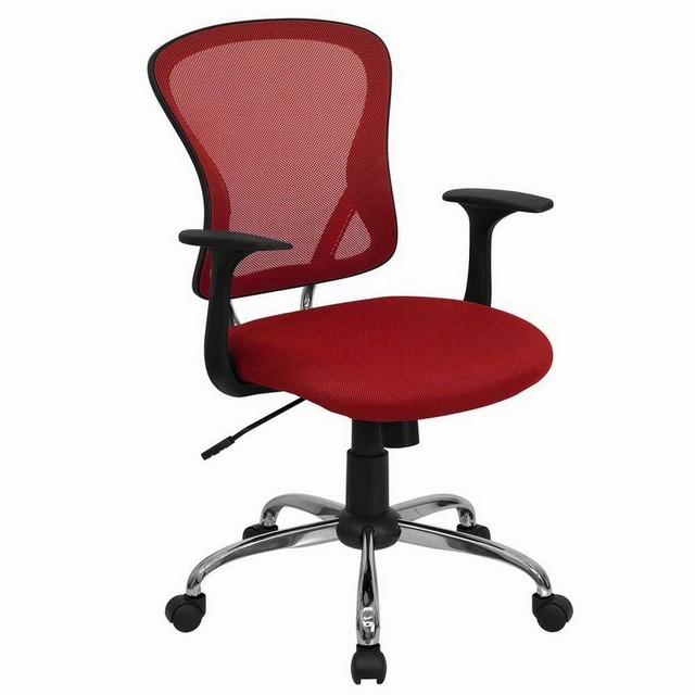 Red leather office chair executive