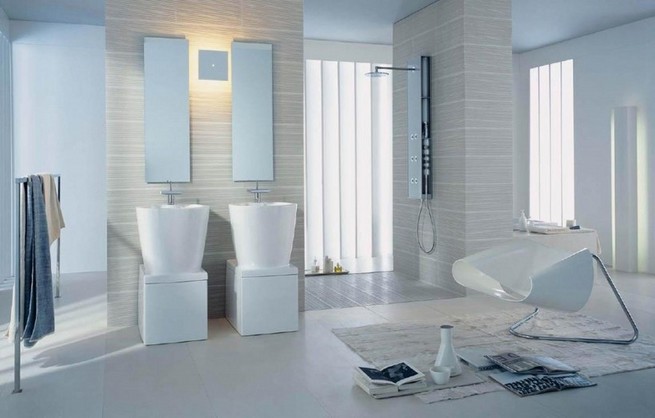 Bathroom window curtains in shower