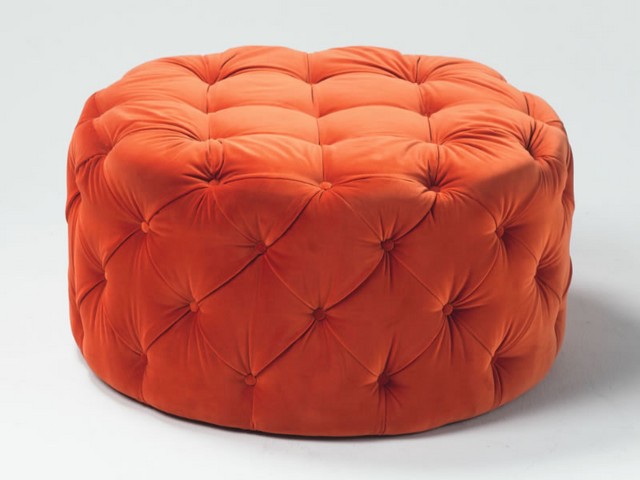 Round orange storage ottoman