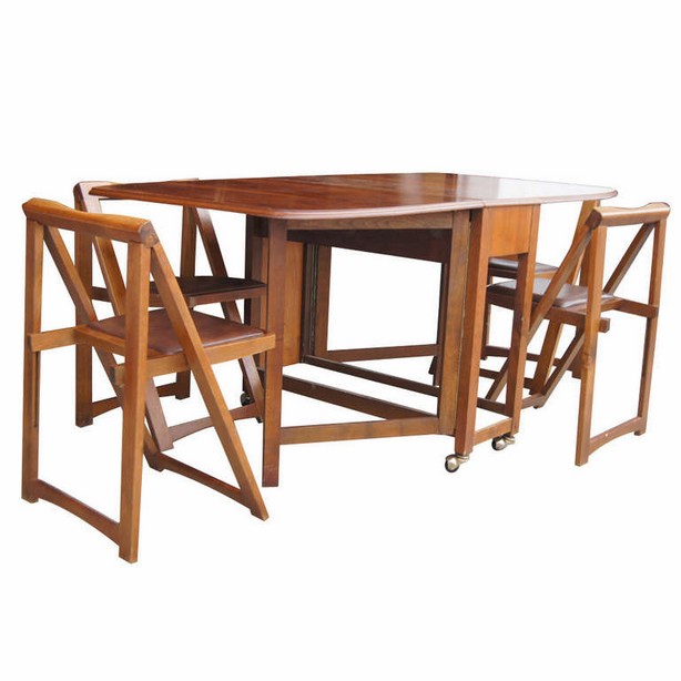 Folding dining table with 4 chairs