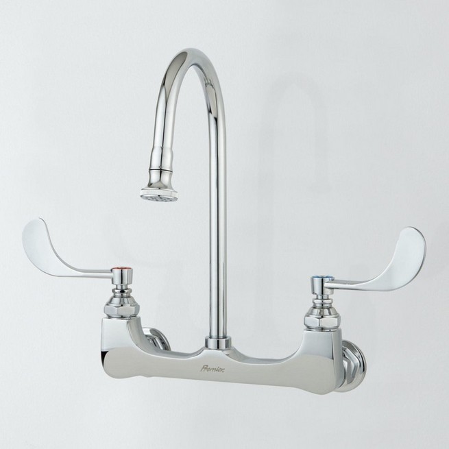Wall mounted commercial kitchen faucet with spray