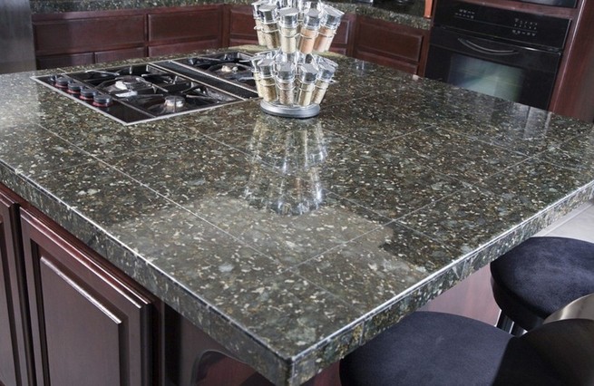 Granite kitchen countertops with cherry cabinets