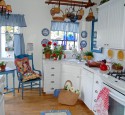 French country kitchen yellow blue