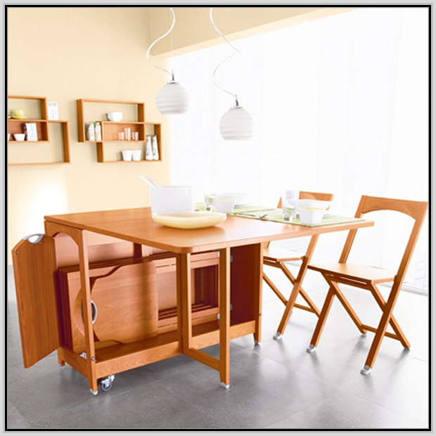 Folding dining table with storage