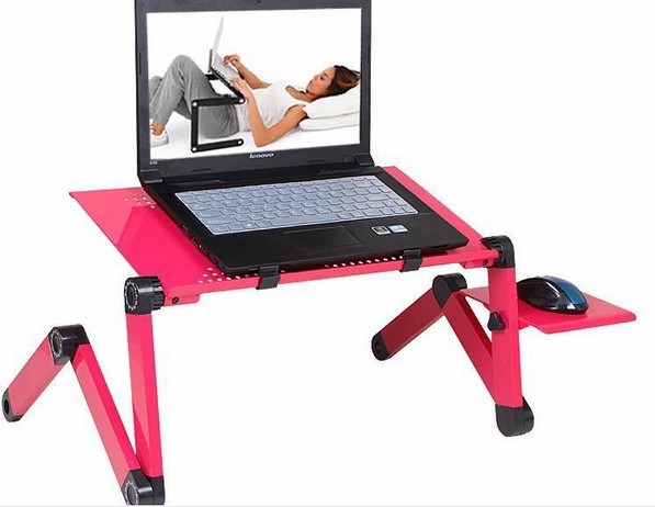 Rolling bedside laptop table red