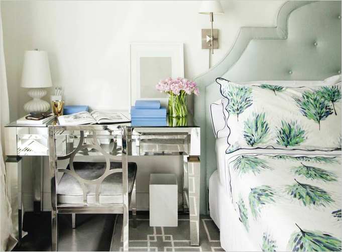Mirrored nightstand worlds away
