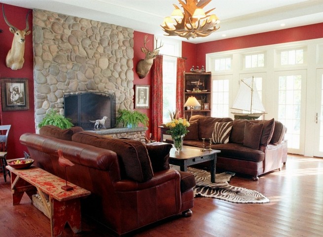Living room decor with fireplace