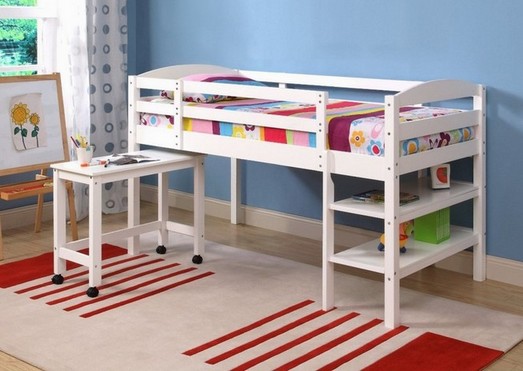 Loft Bed With Desk White Wood