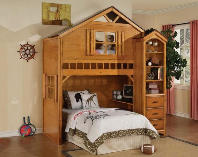 Rustic Loft Bed With Desk